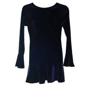 Johnny Wujek for JCPenney Black Velvet Bow Back Mini Dress Bell Sleeve Small NWT